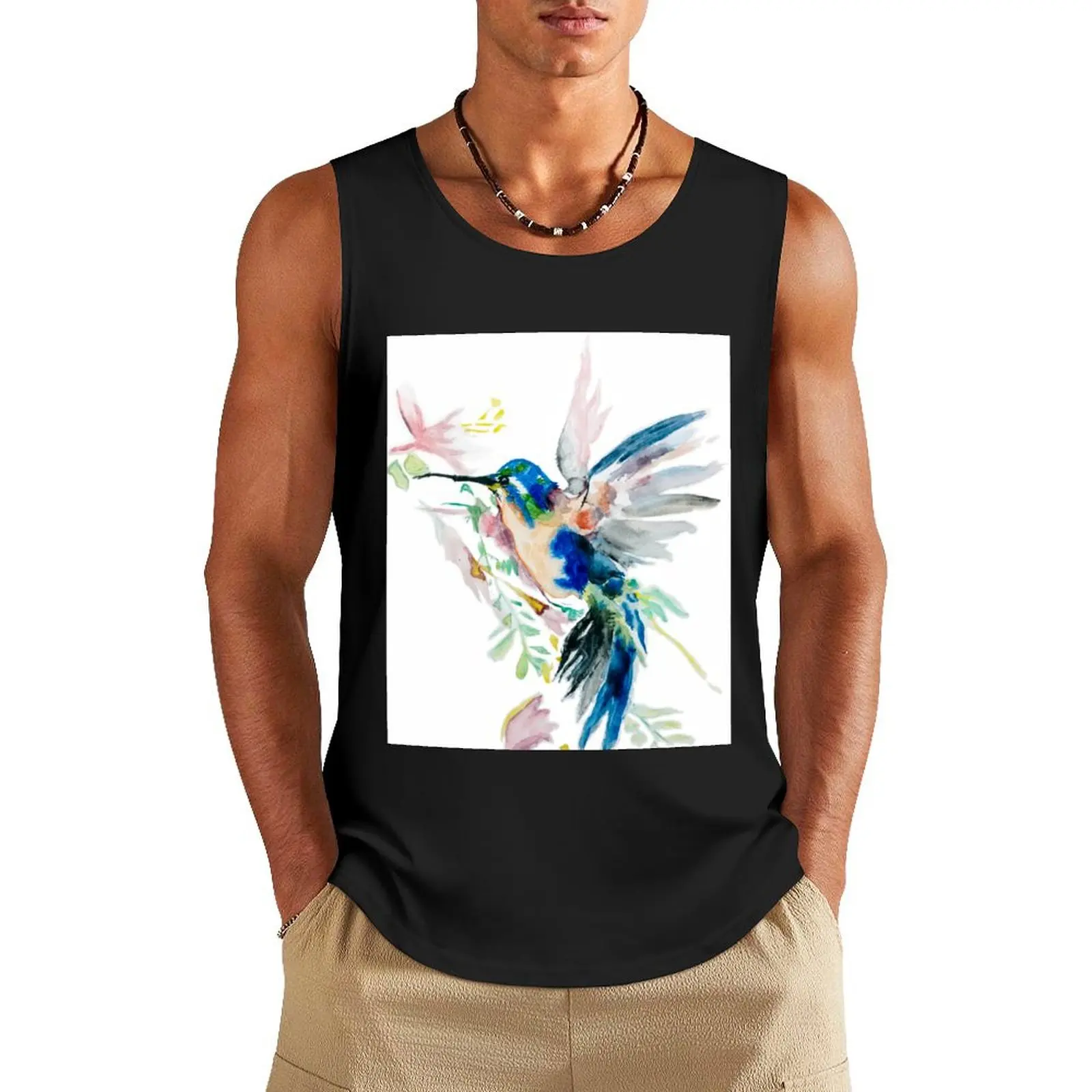 

Watercolor Hummingbird Tank Top T-shirt sports men clothing gym clothes man