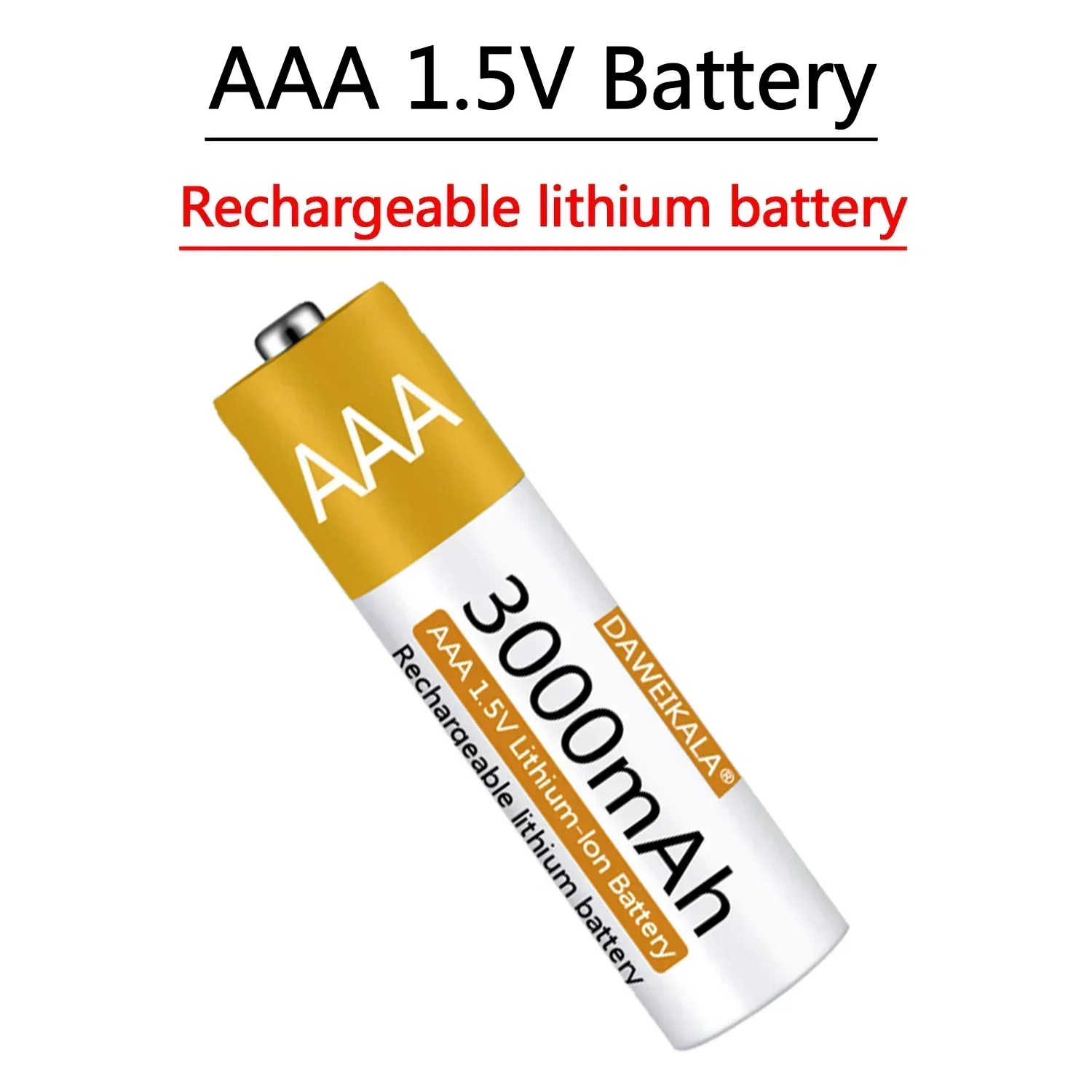 Batterie Lithium-ion Rechargeable 3000mAh 1.5V AAA, pour télécommande, souris, petit ventilateur, jouet électrique