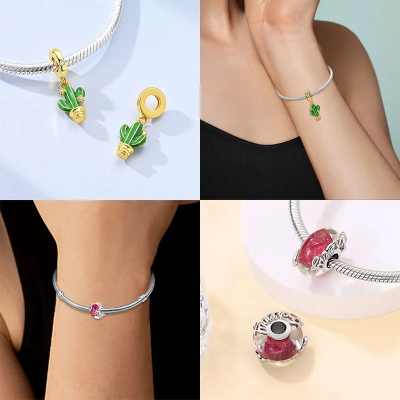 925 Silver Strawberry Pineapple Cherry Avocado Charm Pendant Beads  Fit Charm Original Bracelet for Women Jewelry Making - view 4
