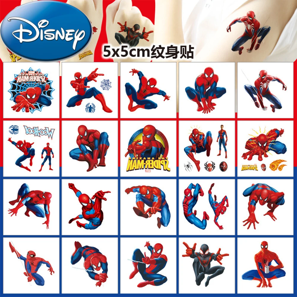 

20pcs Disney Spiderman Cartoon Tattoo Stickers Cool Superhero Anime Temporary Tattoo Decal Cartoon Kid Boy Party Gift Reward Toy