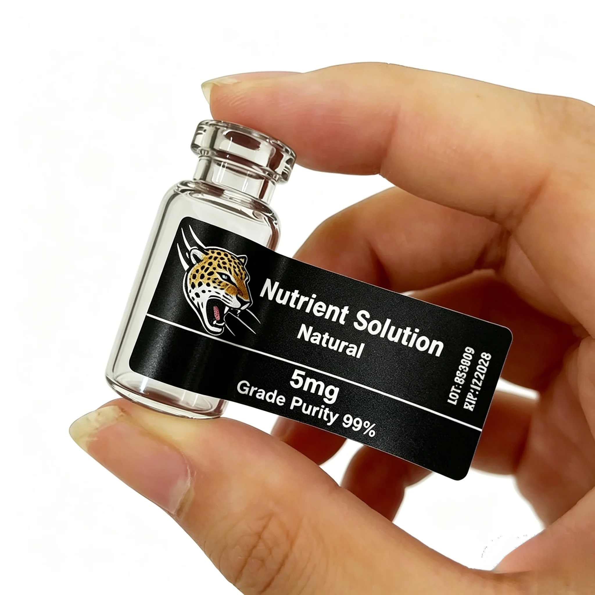 Custom Vinyl Decals HD Waterproof Printing Private Label Stickers for 3ml 10ml Peptide Glass Containers