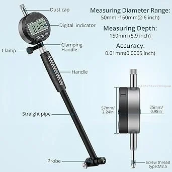 Digital Display Inner Diameter Micrometer Set 50-160 Mm (2-6 Inches)