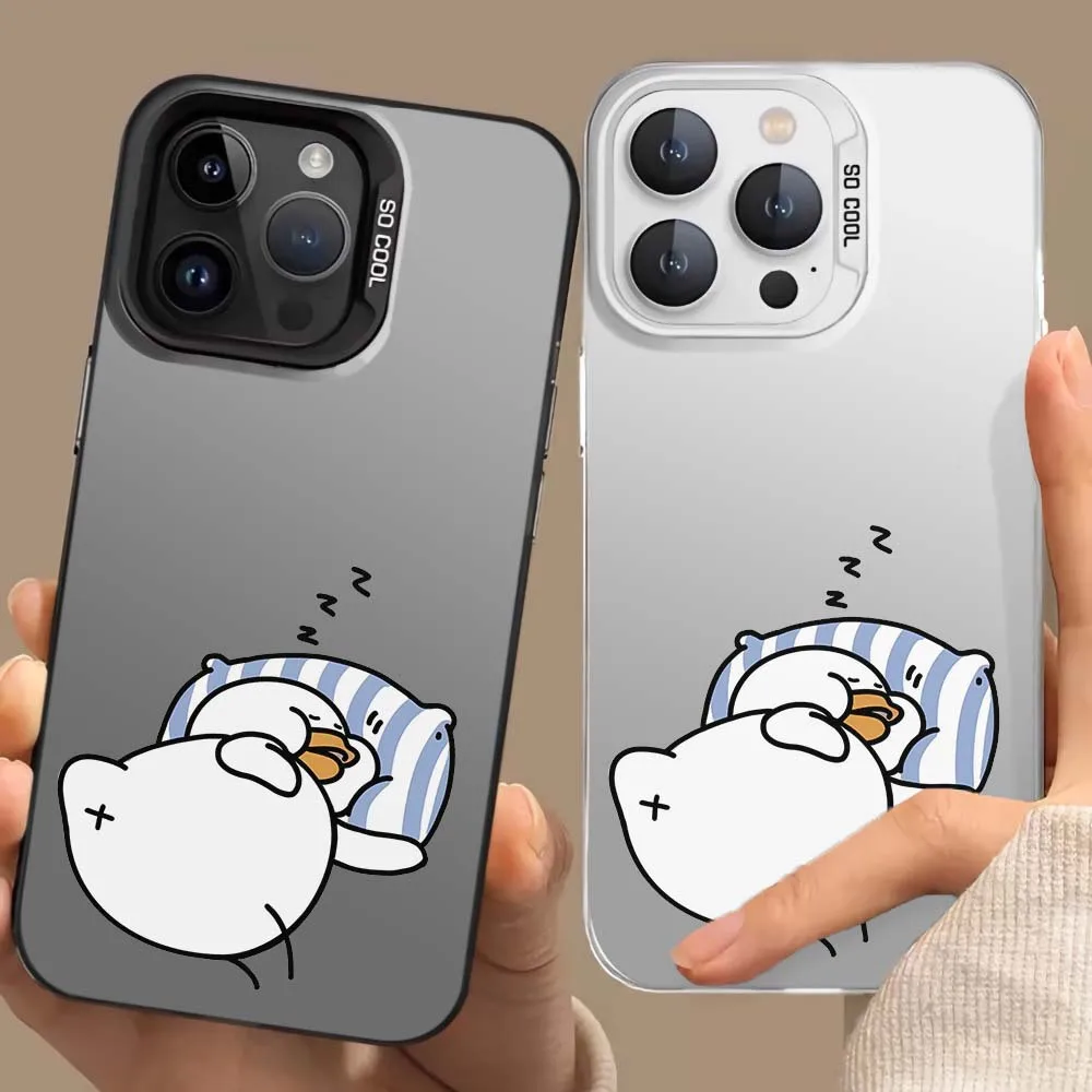 

Sleeping duck pattern phone case for iPhone 17 16 15 14 13 12 11 Pro/ Max/Plus shock-proof rear cover anti-fingerprint