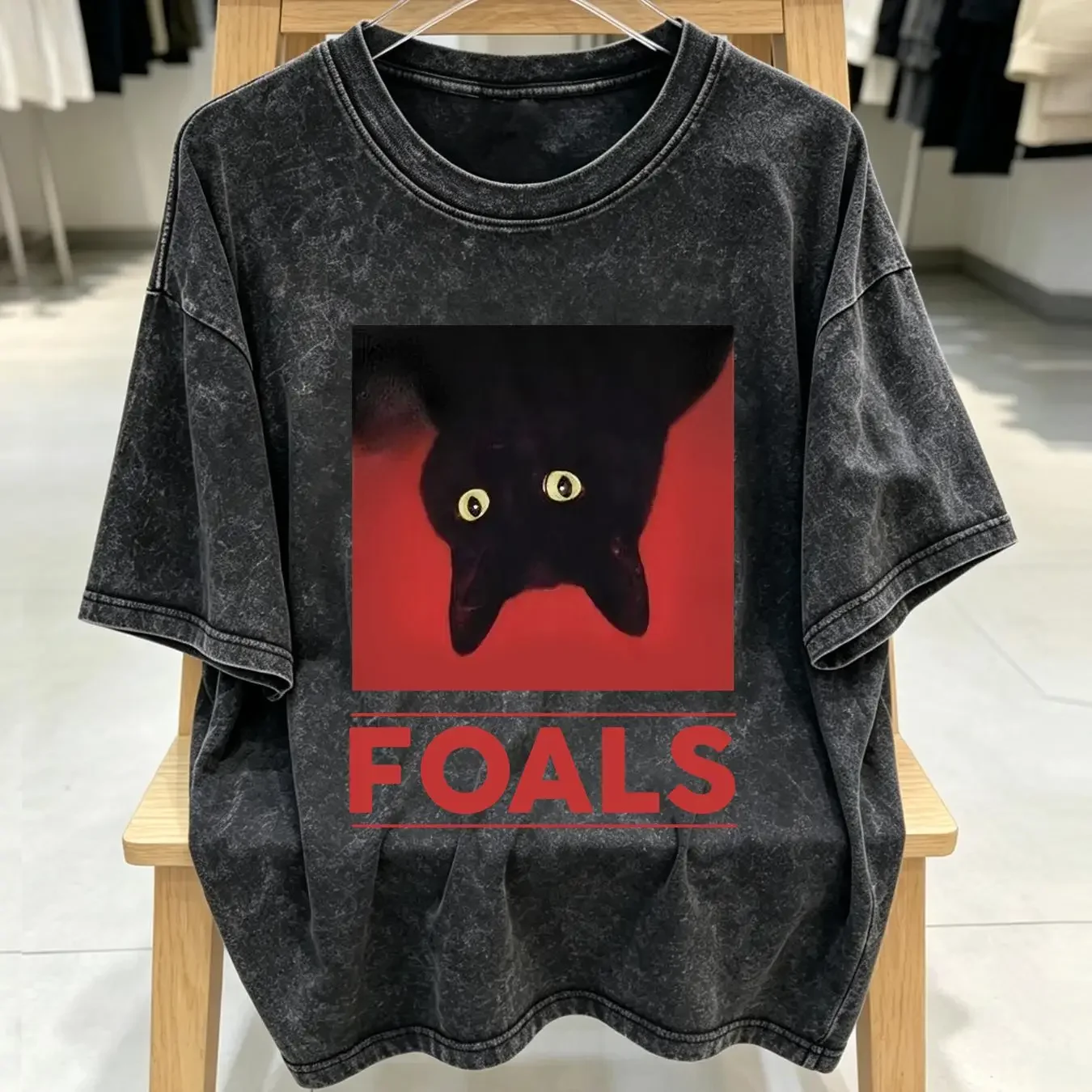 washed T Shirt Foals Indie Rock Band Men's Extra Large long or short sleeves vintage Washed Versatile homme Stretched Stylish