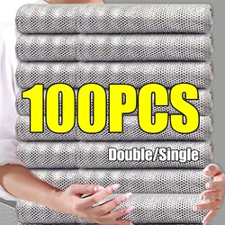 100/1pcs Steel Wire Cleaning Cloths Double-sided Thickened Metal Wires Rags Kitchen Pot Pan Dishwashing Cloth Towels Clean Tools