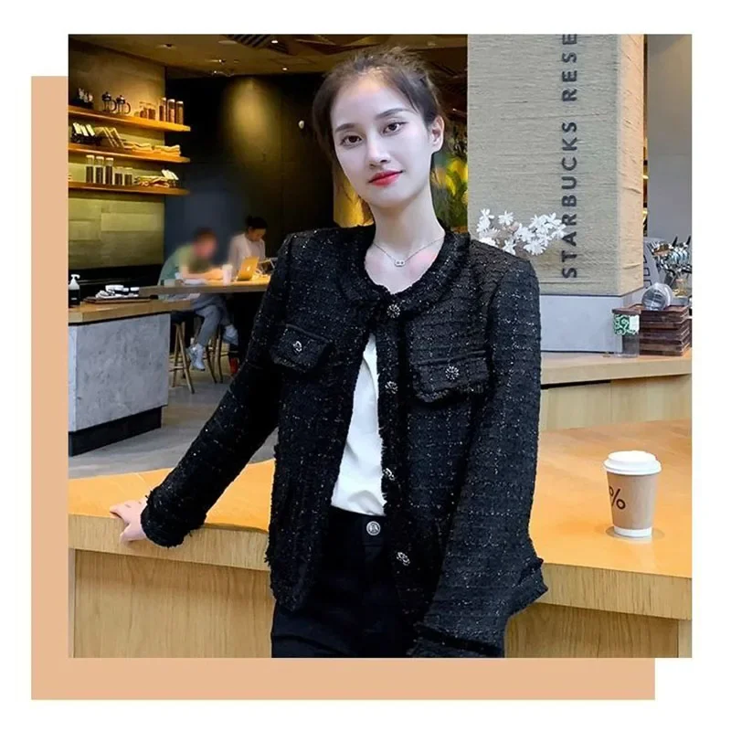 

Korean Women's Coat Spring Autumn 2025 New Temperament Jacket French Small Fragrance Outerwear Short Casual Overcoat Female Tide