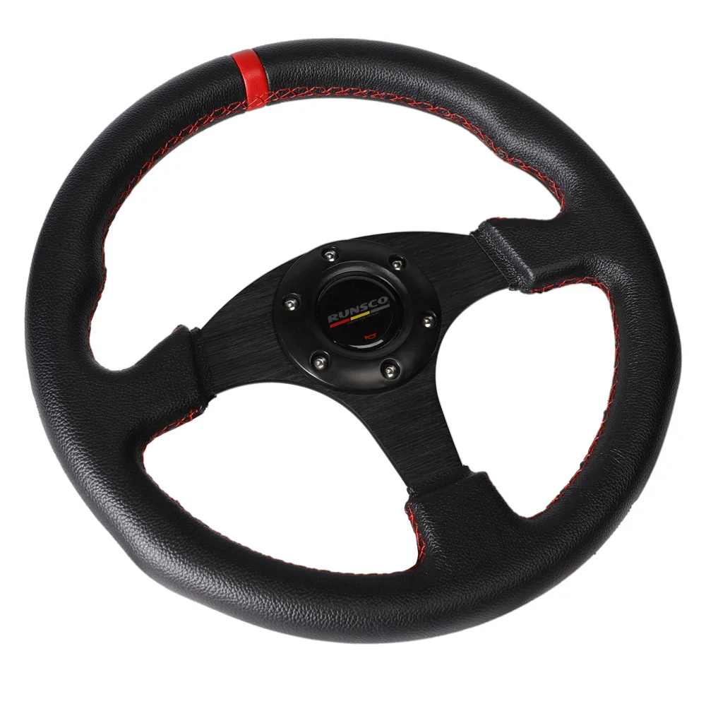 330mm/13 Inch Flat Steering Wheel Aluminium+PVC Drift Simulation Racing Game Steering Wheel Universal