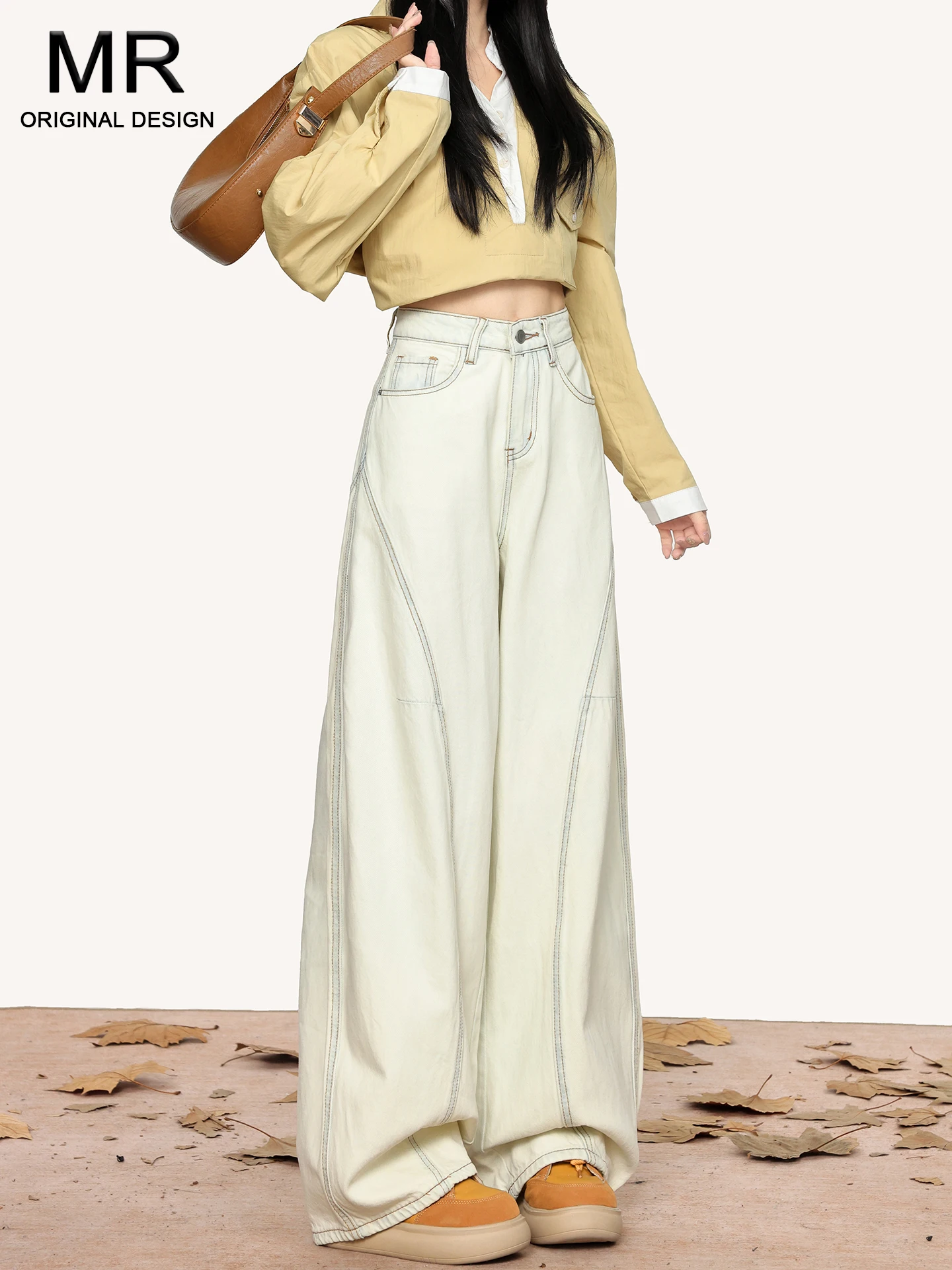 

Женские джинсы с высокой талией и широкими штанинами, свободного кроя, в повседневном стиле, модные летние брюки-палаццо с эффектом стройности и драпировкой