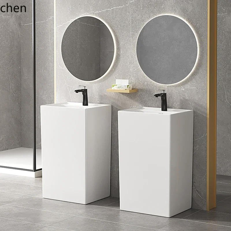 Ceramic Integrated Washbasin Balcony Bathroom Floor-standing Washstand Bathroom
