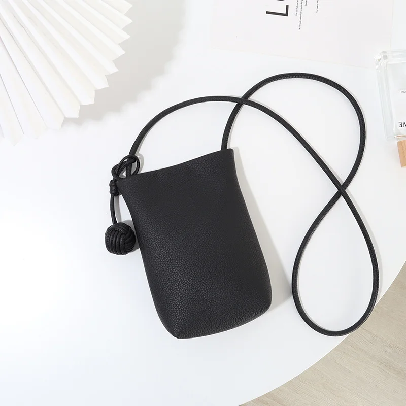 Candy Color Fashion All-match Soft Leather Mini Phone Bag Ladies Daily Cute Single Shoulder Crossbody Bag Key Coin Lipstick Bag