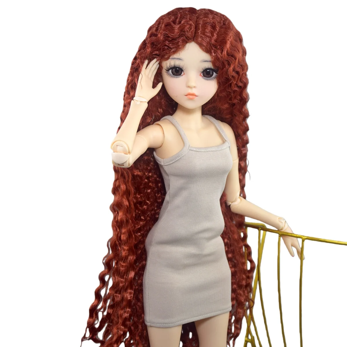 YUTOTUE 60cm Height Fashion Girl Doll Long Curly Wig Dress Shoes Full Set BJD Doll Toy