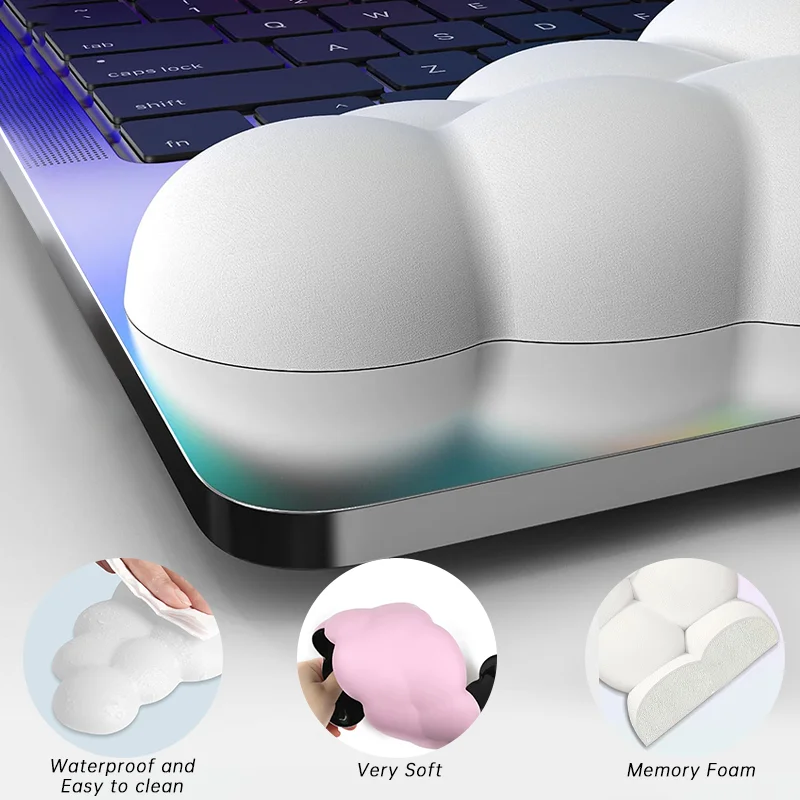 Keyboard Wrist Rest Cloud Memory Foam Mouse Pad Ergonomic Support Wrist Cushion Non-Slip Rubber Desk Mat Office Supplies