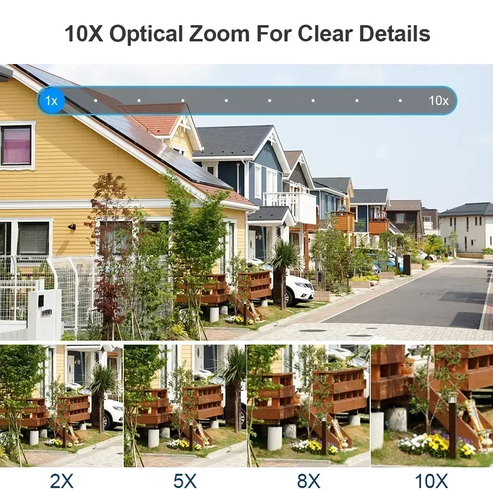 Imagem -05 - Câmera de Rede Wi-fi de 20mp 10k sem Fio Ambiente Externo Zoom 10x Quatro Telas Cinco Lentes Ptz Rastreamento Automático à Prova Dágua Câmera de Segurança Cctv