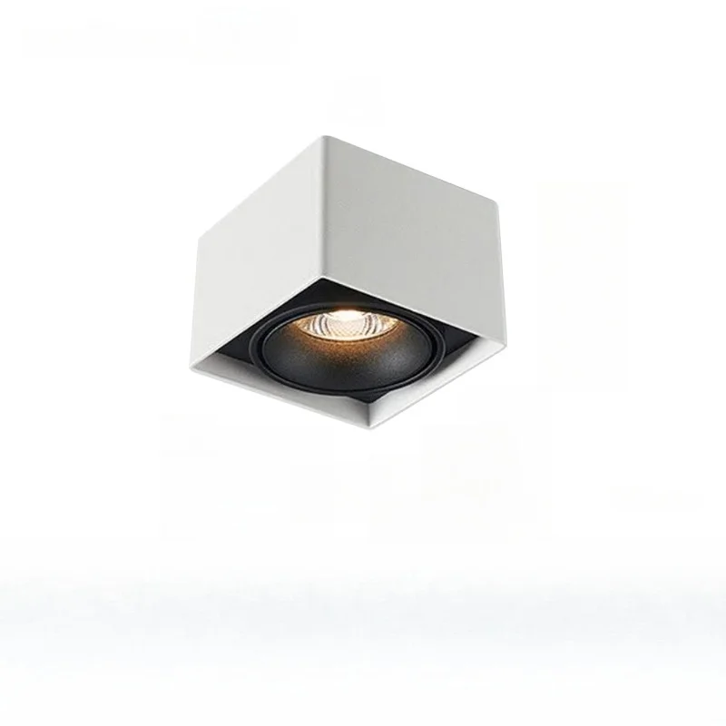 Square surface mounted spotlight anti glare adjustable angle LED ceiling living room light no hole cross-border North European