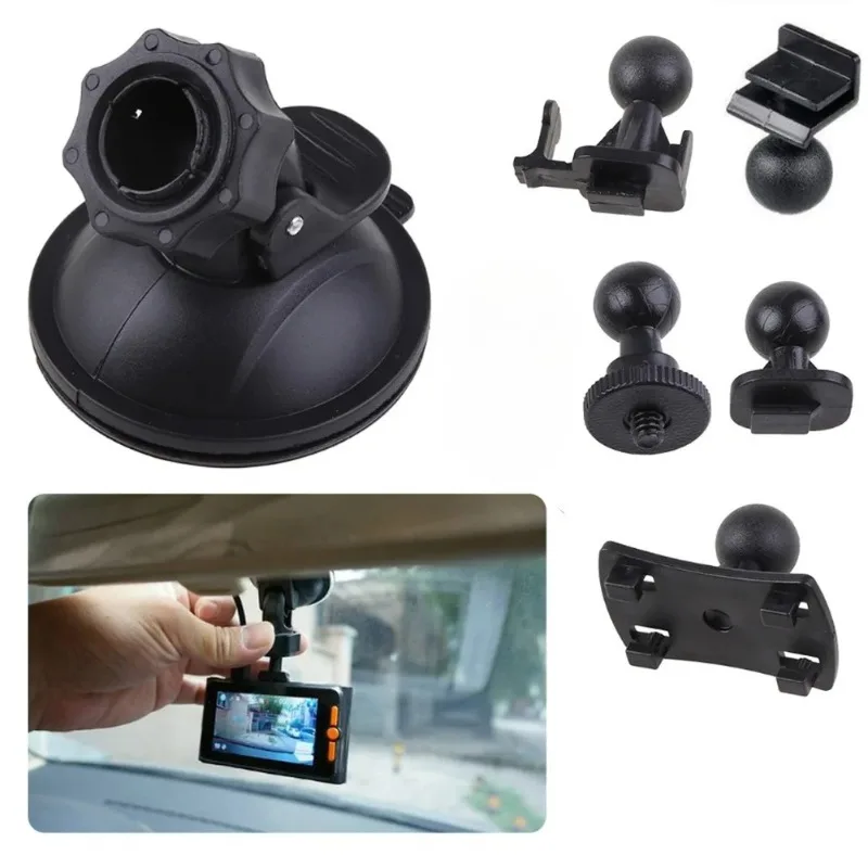 1set Car Suction Cup For Dash Cam Holder Vehicle Video Recorder With 5 Types Adapter Car Drive Recorder Bracket Suction Cup Base