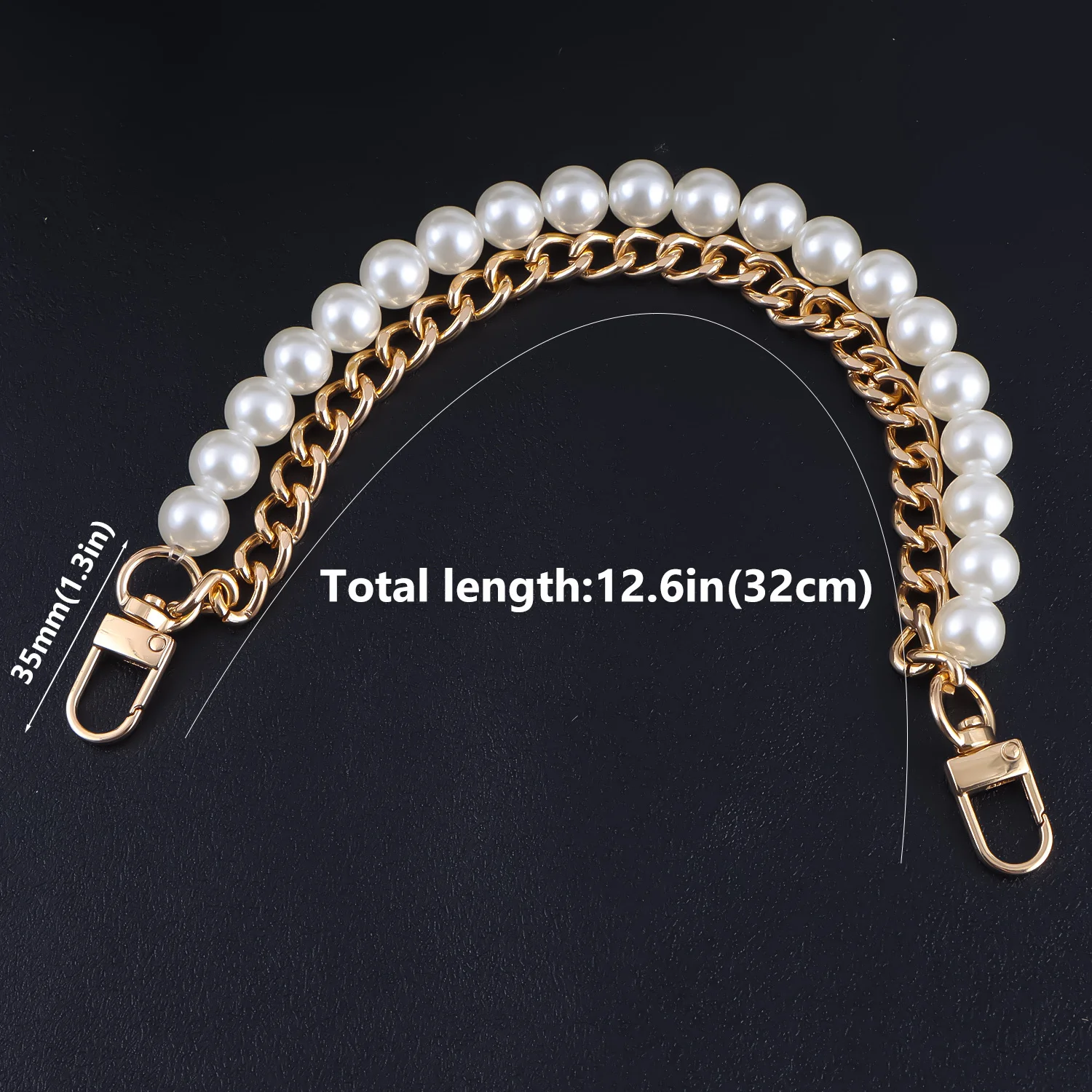 1Pcs Pearl Purse Chain Short Handle Replacement Bag Chain Strap Metal Shoulder Chain Handbag Chain Accessories for Purse Bags