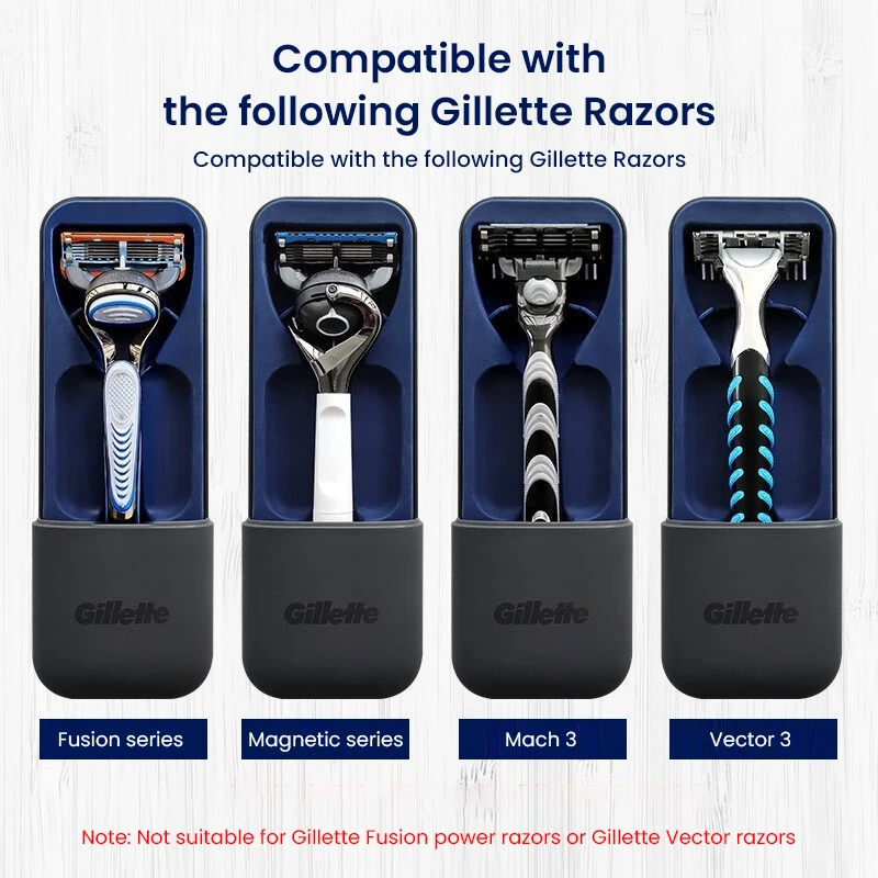 Gillette Razor Magnetic Travel Case With Drainage Holes Compatible Fusion Mach3 Vector3 Series Shaver Storage Box