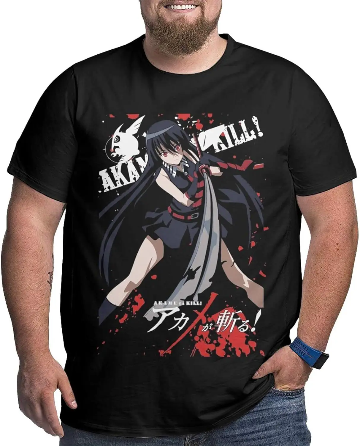 Anime Big Size Mens T Shirt Akame Ga Kill Akame O-Neck Short-Sleeve Tee Tops Custom Tees Shirts