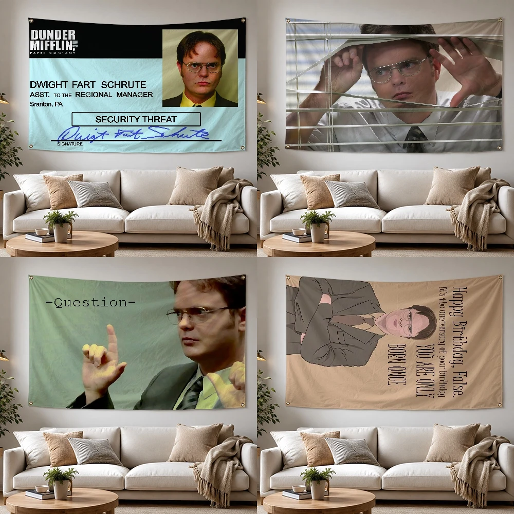 Office D-Dwight Schrute Outdoor Flag for Home Camping Party Club Decor Garden Yard Wall Hanging Banner