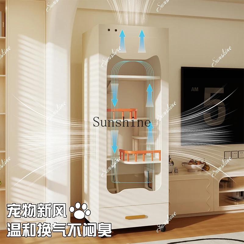 It does not occupy a small household, indoor multi-cat with toilet integrated fresh air solid wood  FT