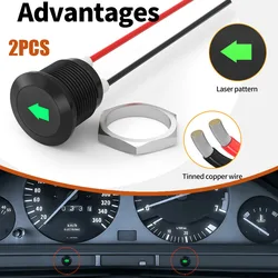 2pcs Car Dash Light LED Single Arrow Symbols Green Universal Car Turn Signal Indicator Light with Wire Lead Auto Accessories