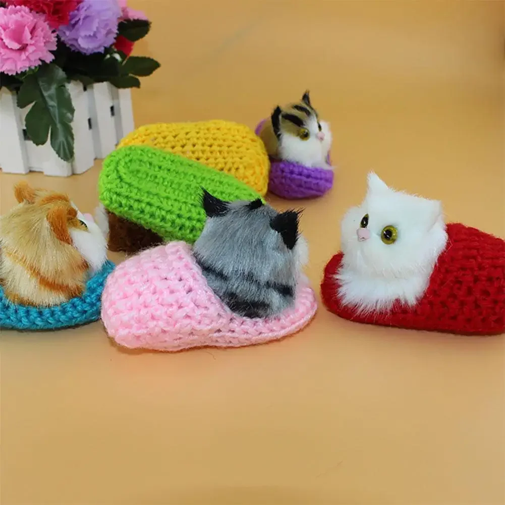 Mini gato de simulación, lindos gatos de peluche con sonido, regalos de cumpleaños para niños, adornos creativos de imitación de gato, suministros de decoración del hogar