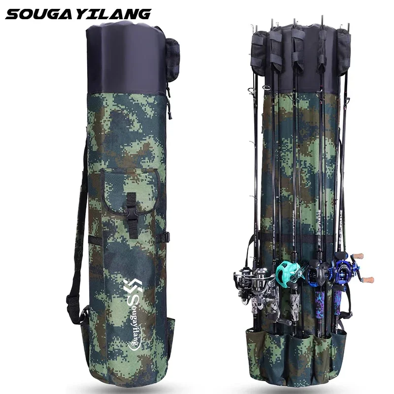 

Sougayilang Fishing Rod Case Fishing Pole Storage Bag Multifunction Nylon Fishing Tackle Bags Shoulder Pack Portable for Travel
