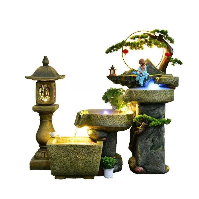 

Китайский рокарий фонтан, проточная вода, балкон, счастливый орнамент, пасторальный ландшафтный дизайн, резьба по корню дзен, рыбный пруд