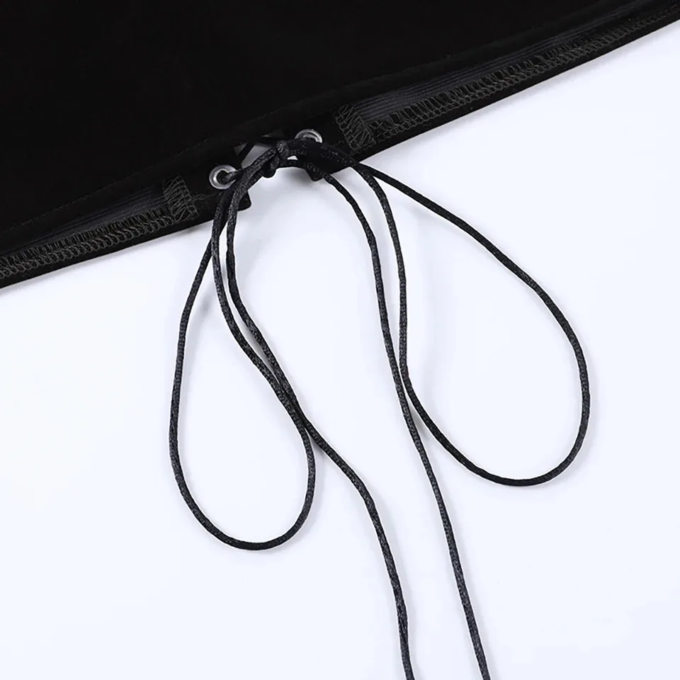 Damen-Korsettgürtel mit Schnürung, Unterbrust-Taillenkorsett-Oberteil, sexy Steampunk-Bustier, Taillenformer, Spaghettiträger-Cami-Crop-Top – Detail 19