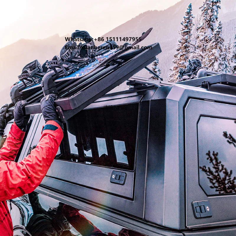 

Secure Lockable Aluminum Alloy Pickup Canopy Hard Top with Three Doors Extra Storage for Tools Gear on Job Sites Adventures