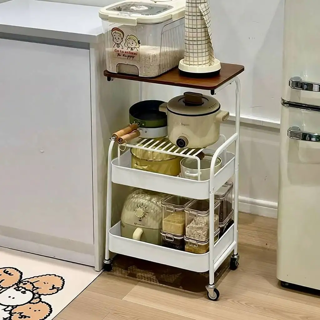Carrinho de Armazenamento Móvel Simples para Cozinha, Banheiro, Sala de Estar e Quarto - Carrinho Portátil para Lanches e Com...