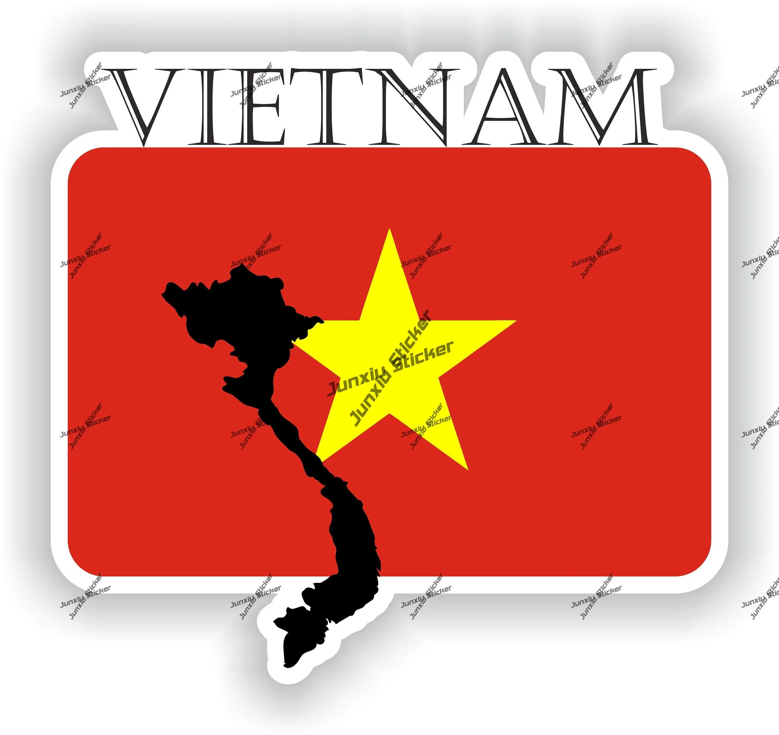 

Vietnam Sticker Coat of Arms of Vietnamese Vietnam Flag with Graphical Outline Waterproof Decal Decor for SUV Window Car Bike