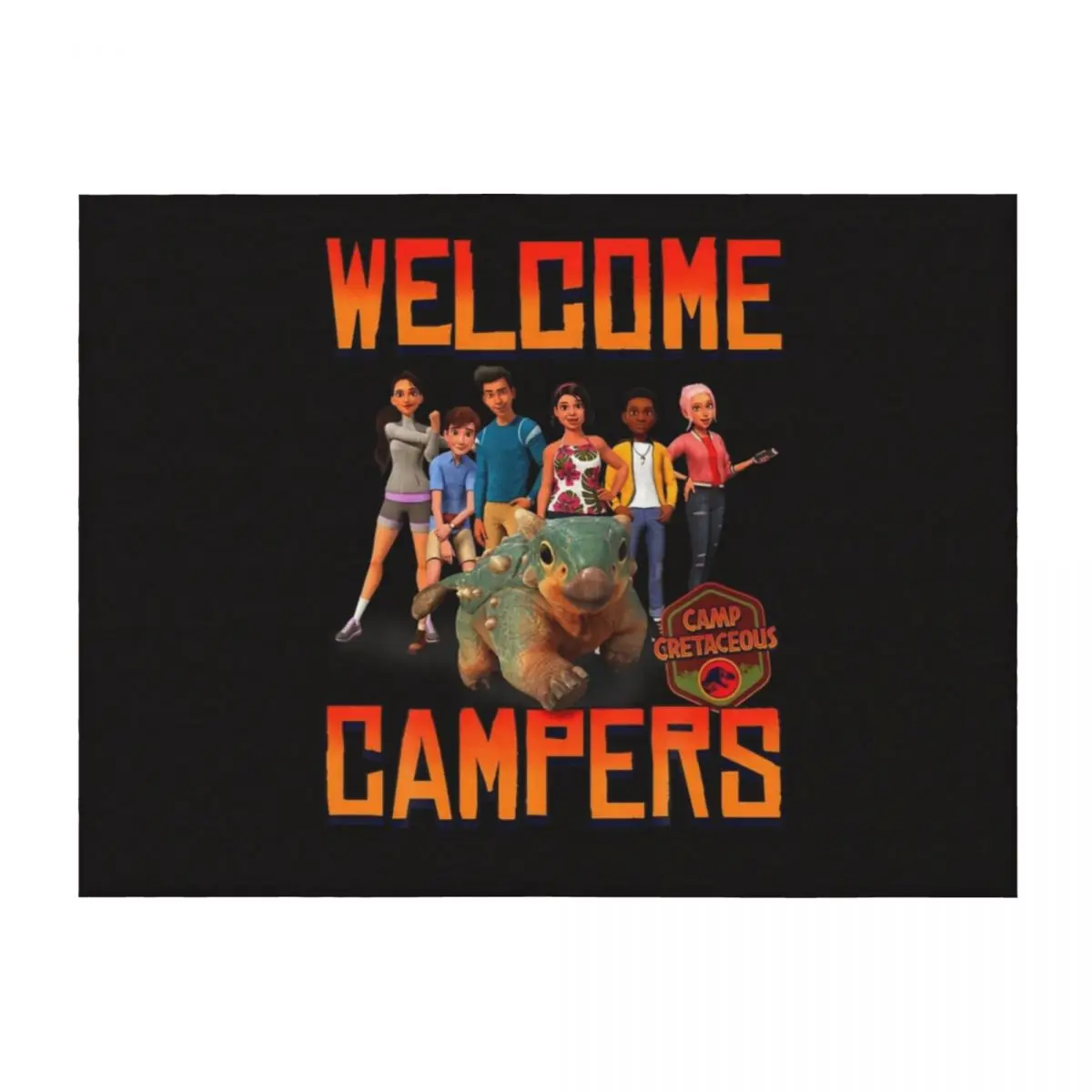 

Jurassic World Camp Cretaceous Welcome Campers Group T Shirt Throw Blanket Furrys Soft Beds cosplay anime Blankets