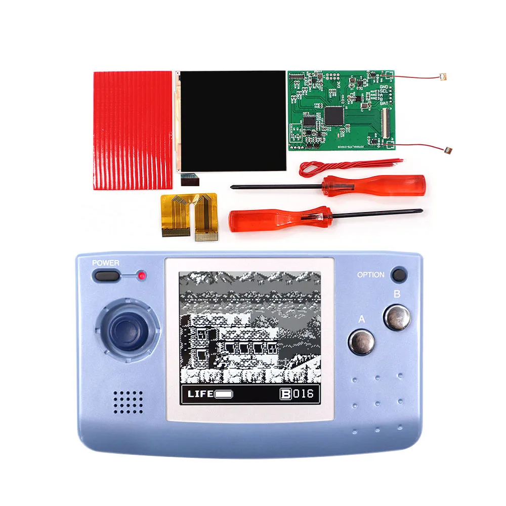 Super OSD Retro Pixel IPS Display LCD, tela DIY para SNK Neo Geo Pocket, console de jogos preto e branco, 8 cores