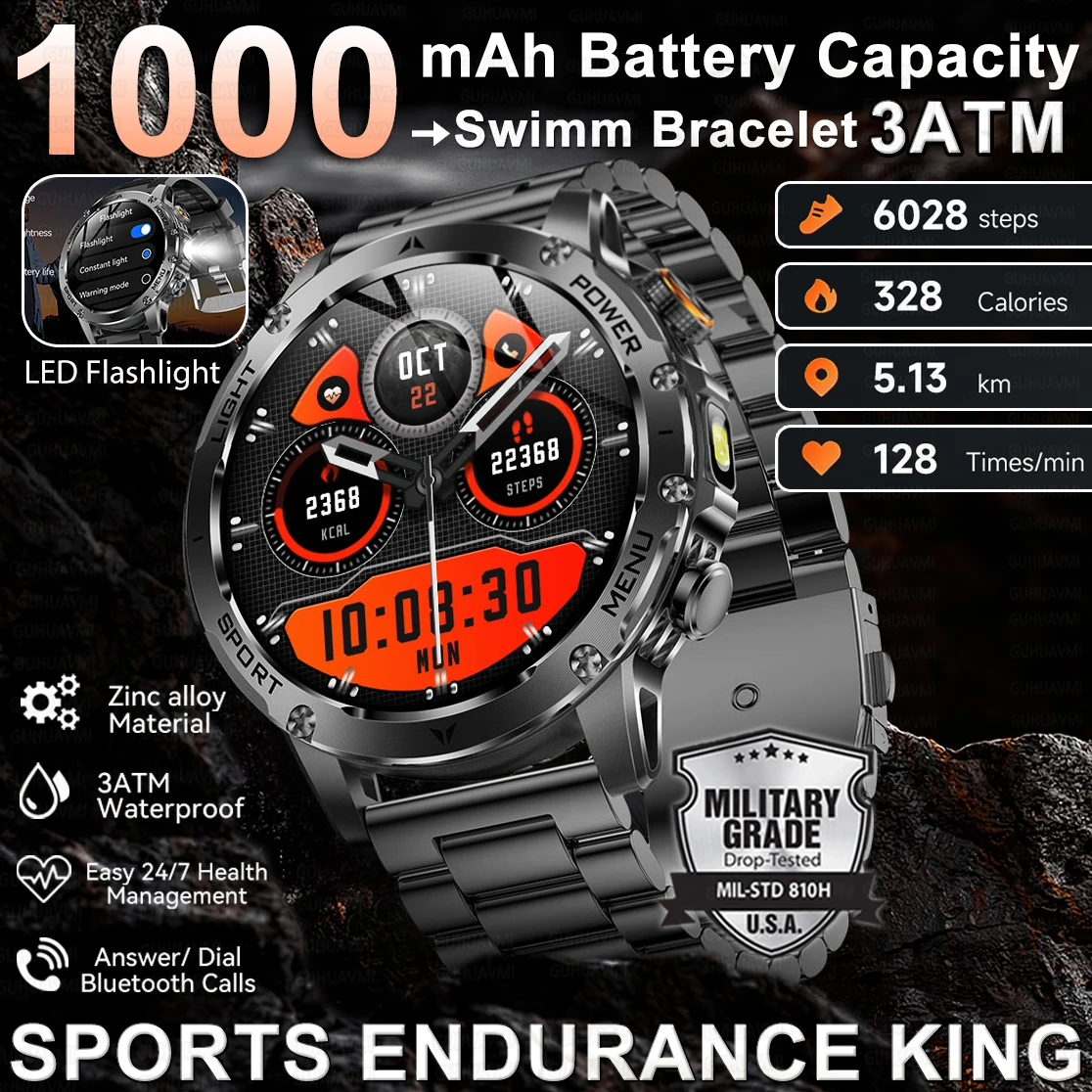 

2025 Новые мужские умные часы для занятий спортом на открытом воздухе, аккумулятор 1000 мАч, 1,7 дюйма, HD-экран, пульсометр, BT-вызов, IP68, водонепроницаемый браслет