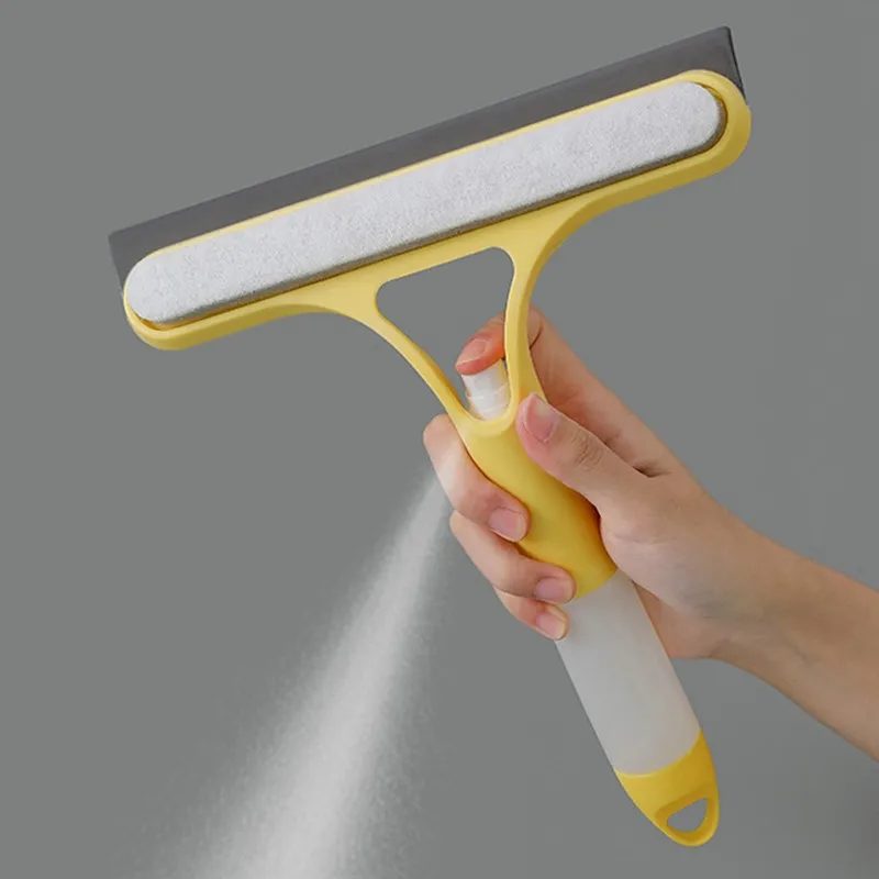 Double Sided 3-in-1 Silicone Shower Squeegee Wiper Hand Held Spray Window Wiper  Can Bathroom Mirror Glass Cleaning Tool