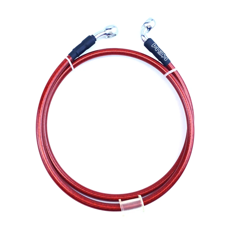 10mm 90 Degree Motorcycle Dirt Bike Braided Line Steel Brake Hose Cable Hydraulic Banjo Pipe 400mm-1500mm for Universal Racing