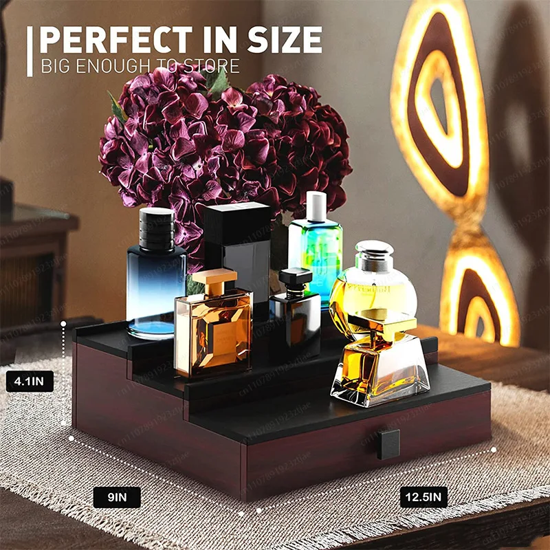 Three-layer wooden shelf high-quality display stand men's bathroom storage beverage design
