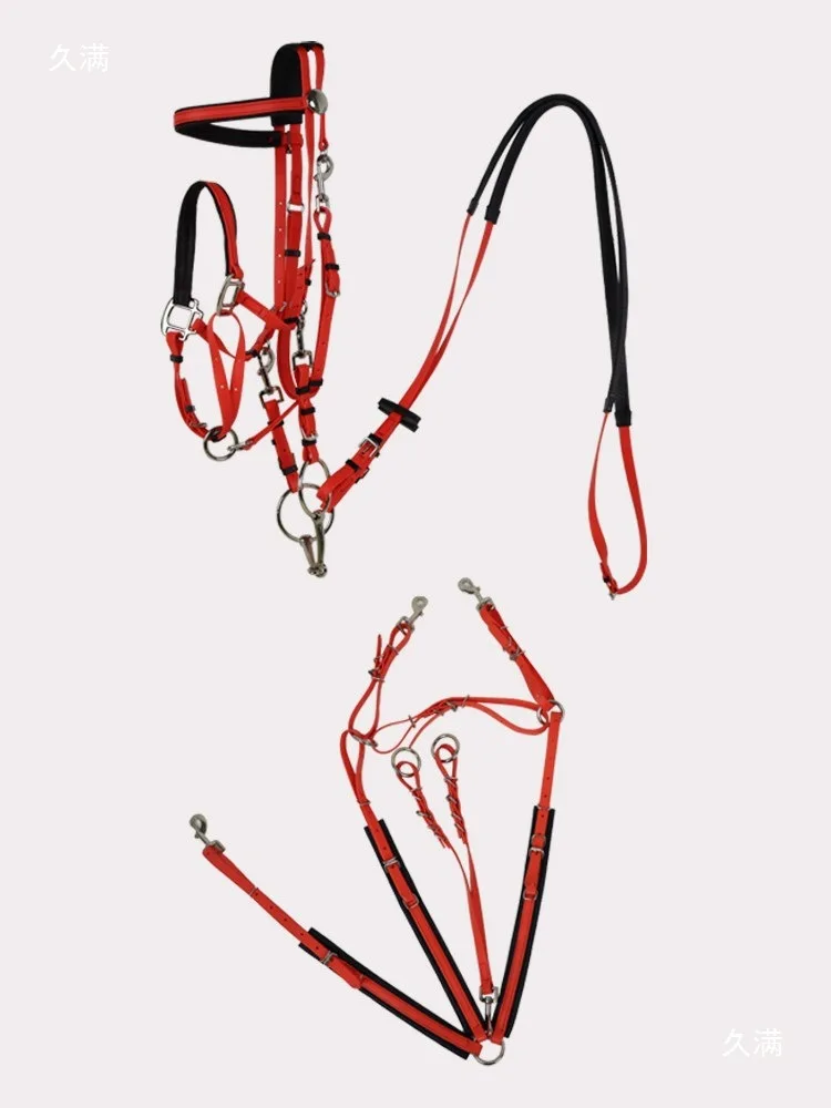 PVC Endurance Horse Halter, Durable and Comfortable, Leather Browband, Adjustable Chest Strap, Equestrian Tack Equipment