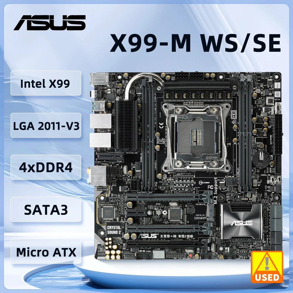 ASUS X99 Motherboard ASUS X99-M WS/SE Workstations Motherboard LGA 2011-V3 DDR4 64GB mATX support  E5-1600 v3  E5-2600 v3 cpu