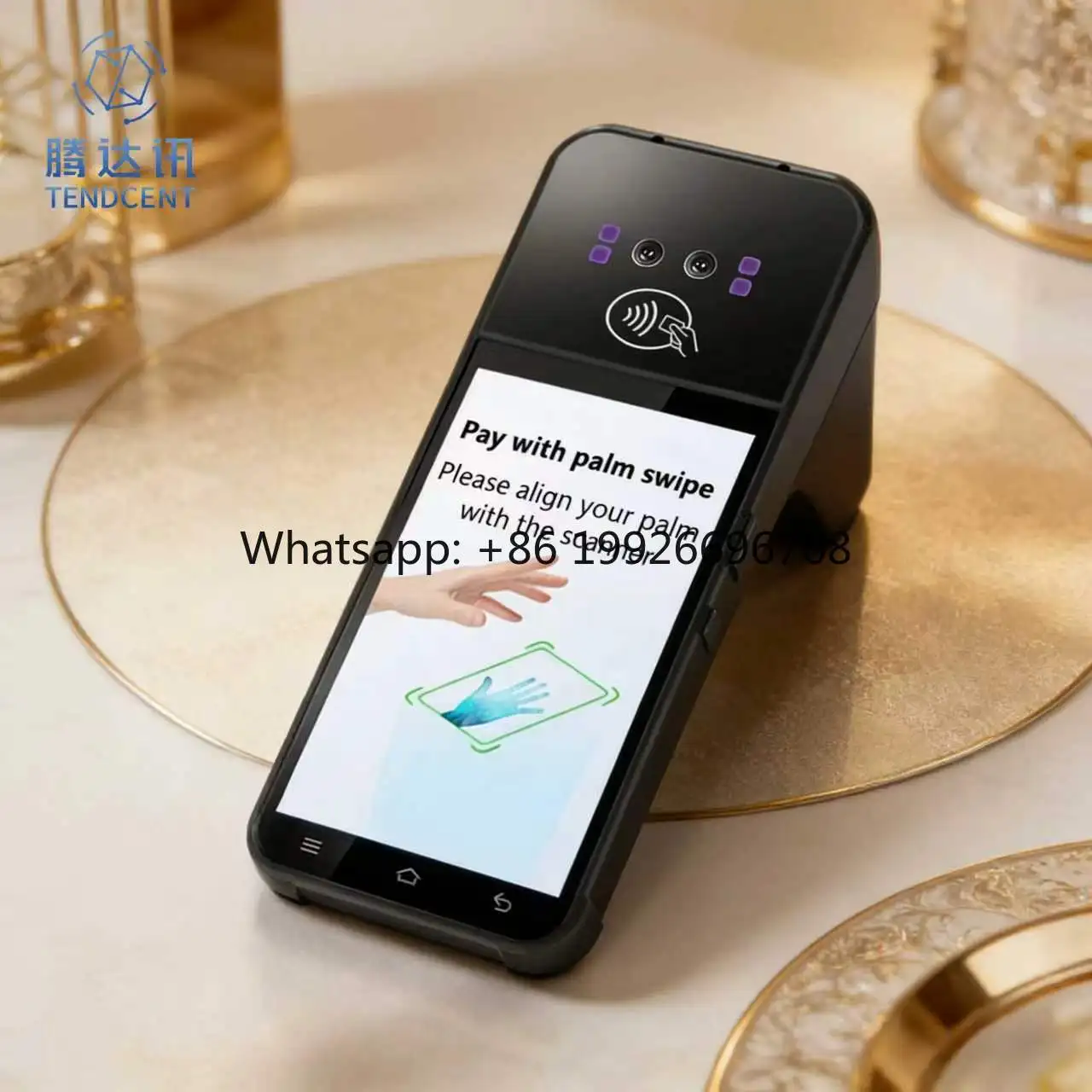 Non-contact Biometric Palm Vein Scanner POS Payment Mobile Android Terminal Bluetooth 6040mAh Battery for Retail Hotel