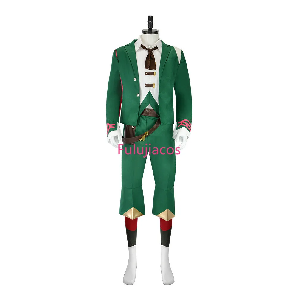 Fulujiacos Spiel LOL Ekko Boy Who Shattered Time Cosplay Kostüm Grüner Mantel Uniform