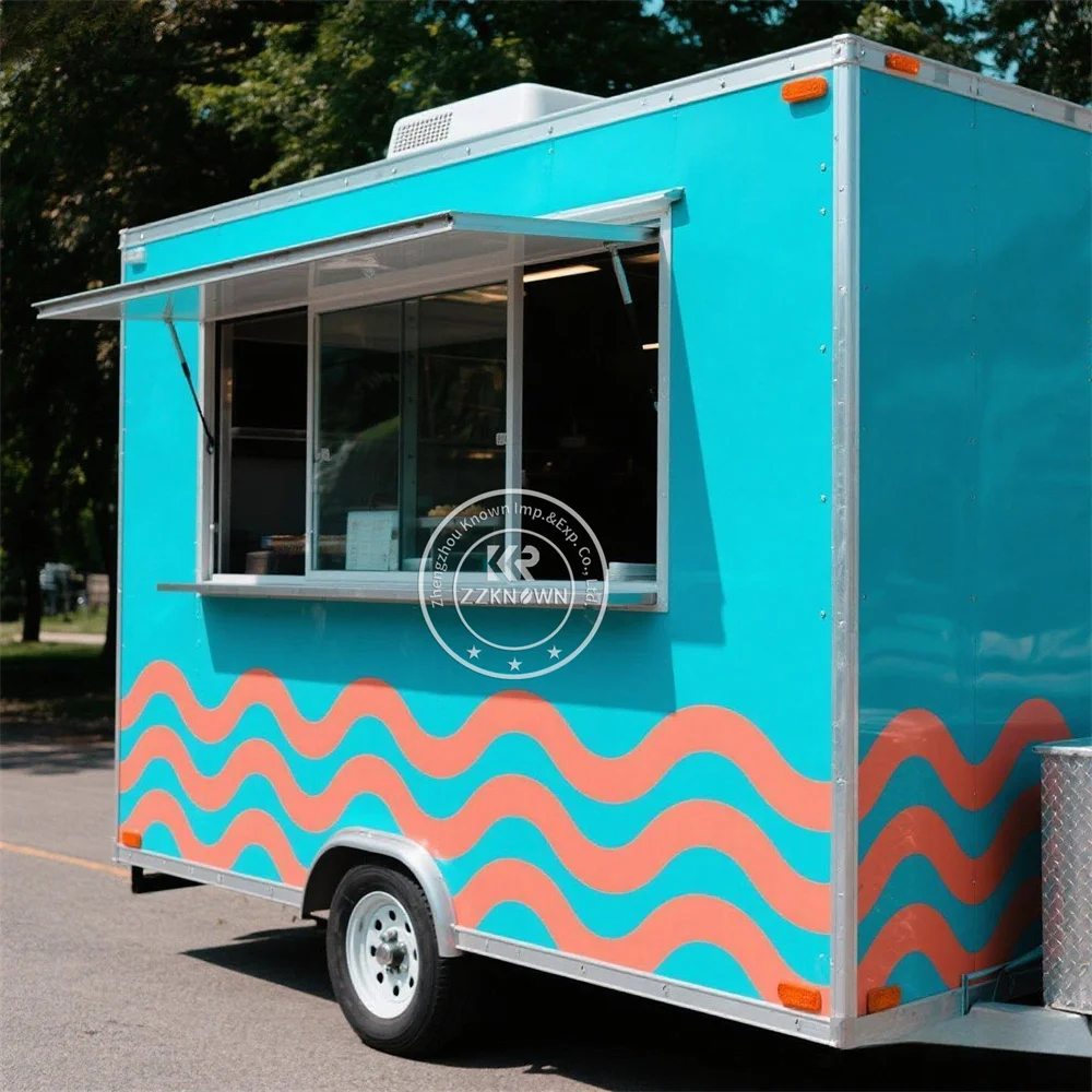 Street Fast Food Truck Mobile Kitchen Ice Cream Cart Street Restaurant Fully Equipped Concession Catering Food Trailer For Sale