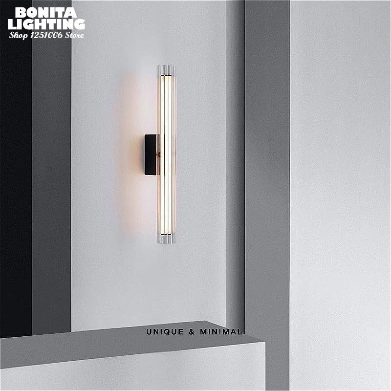 

Italian Minimalist LED Wall Light, Long Stripes Glass Sconces for TV Backdrop Bedside Hallway , Modern Creative Lighting Design