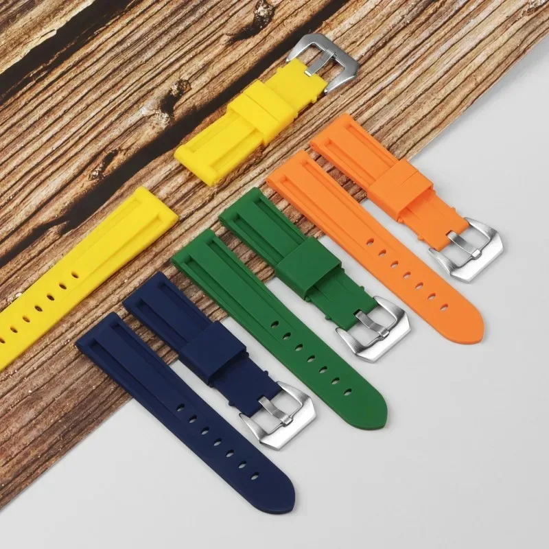 Cinturino in gomma morbida adatto per accessori cinturino Panerai per cinturini pam111/441/389 24mm con fibbia Tang