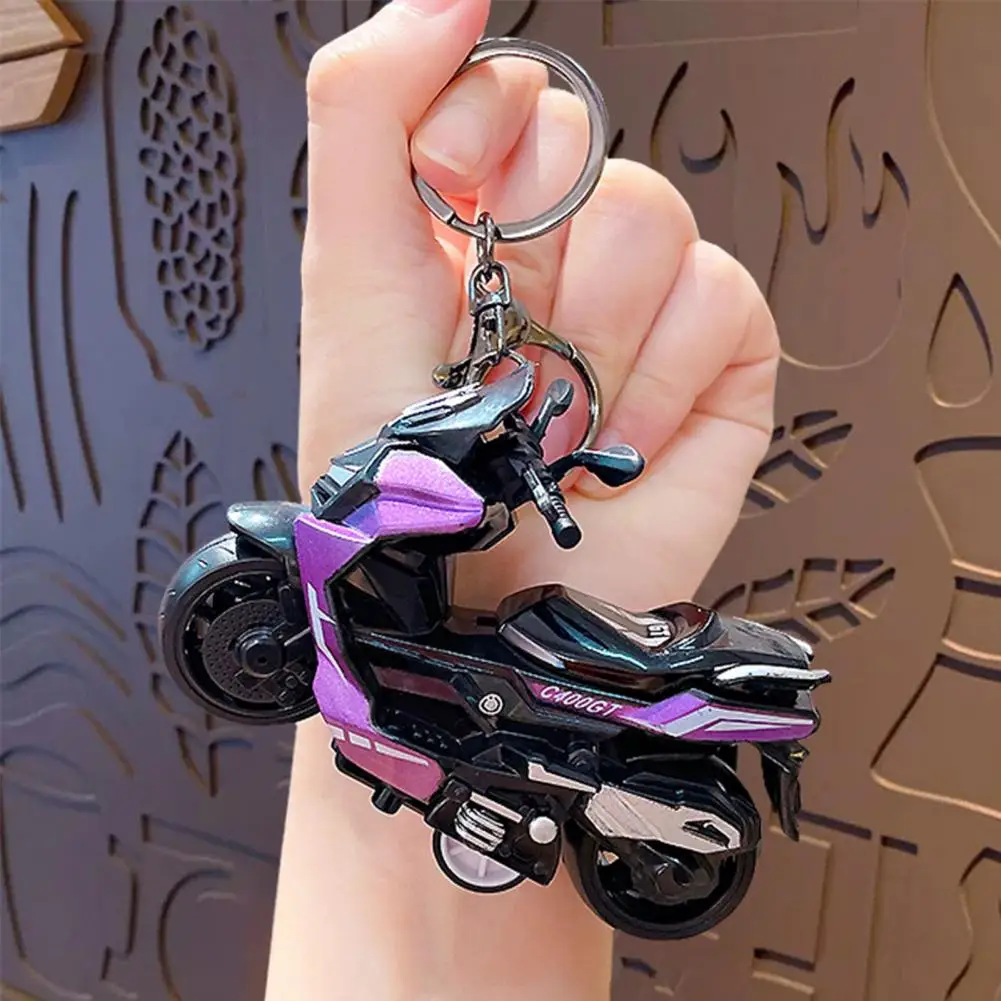 Motorbike Keychain Pendant Charm Zinc Alloy Anti-Detachable Hook Keyring Backpack Accessory Decompression Tool