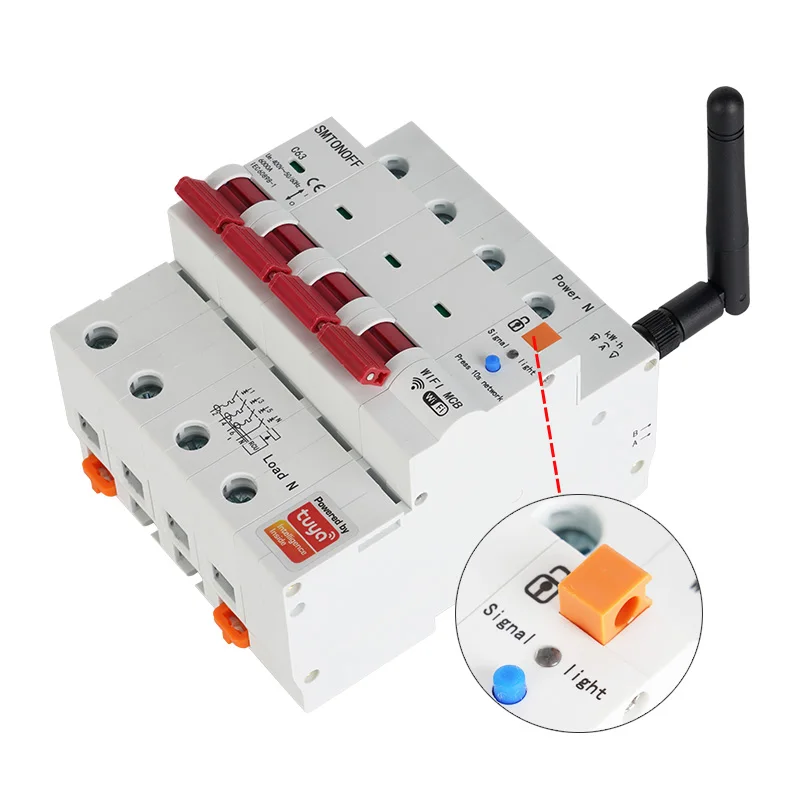 Tuya Smart WiFi 4P MCB 63A RS485 Breaker Prepaid Meter Timer Switch Voltage Current Protector Voice Control Alexa Google Alice
