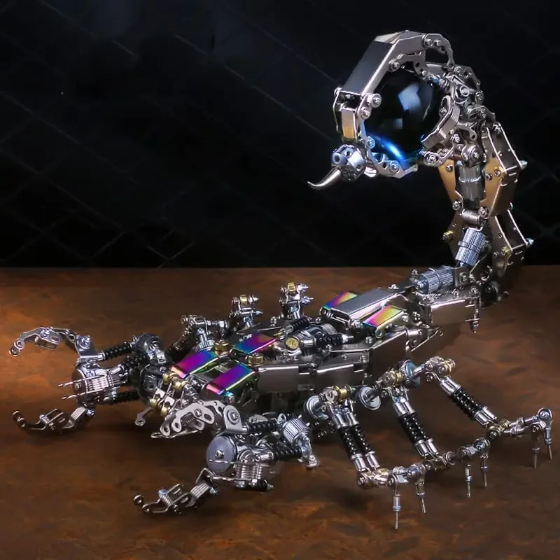 RAKVA 3D Metal Puzzle Mechanical Scorpion Model Kits with Bluetooth Speaker 1467Pcs DIY for Adults 3D Stainless Steel Model