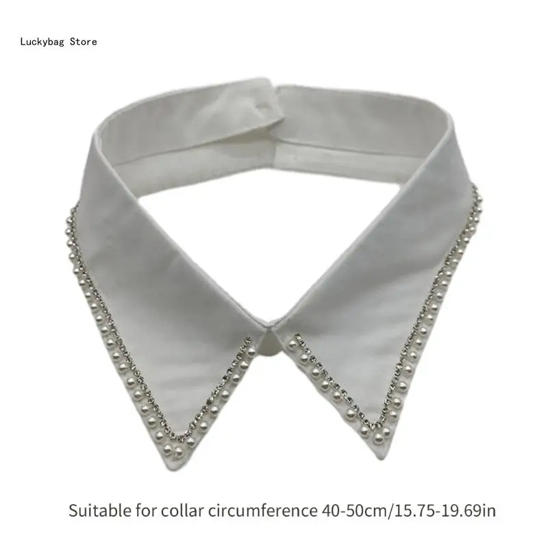 Faux col détachable pour filles, accessoire perles pour chemise robe pour dames filles, collier perles incrustées