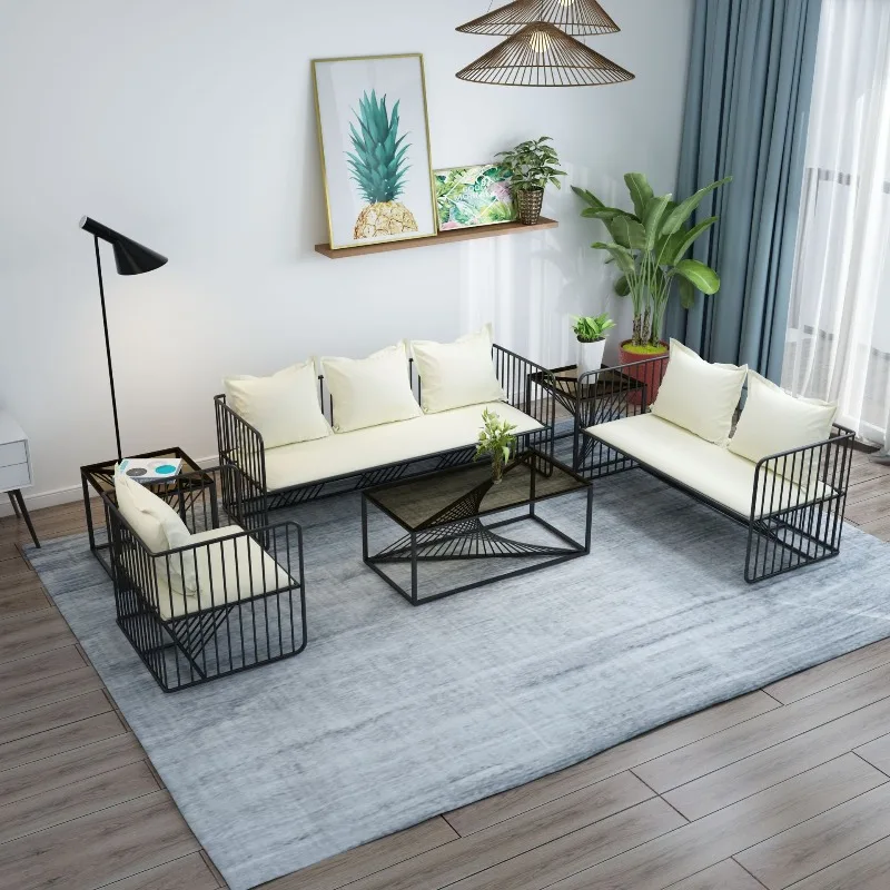 Nowoczesna, prosta sofa materiałowa do salonu, lekka luksusowa sofa wypoczynkowa, sofa do negocjacji biznesowych, zestaw z stolikiem kawowym.